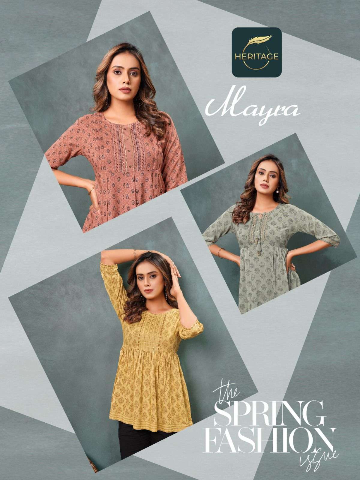 MAYRA RAYON SLUB DESIGNER SHORT KURTAS WITH STYLISH PRINTS ANDHANDWORK BY HARITAGE BRAND POSTER2